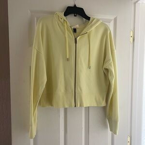 Yellow cropped zip up hoodie